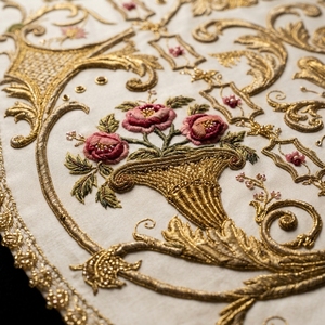 Chasuble de luxe en soie blanche, brodée à la main avec fil doré, pour cérémonies religieuses, échantillon gratuit, personnalisable - Product Image 3