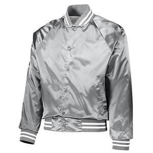 <b>Silver</b> Grey Unisex Bomber <b>Jacket</b> Satin Windproof Waterproof Breathable Spring Reversible Quick Dry V-neck Zipper Closure Front - Product Image 1