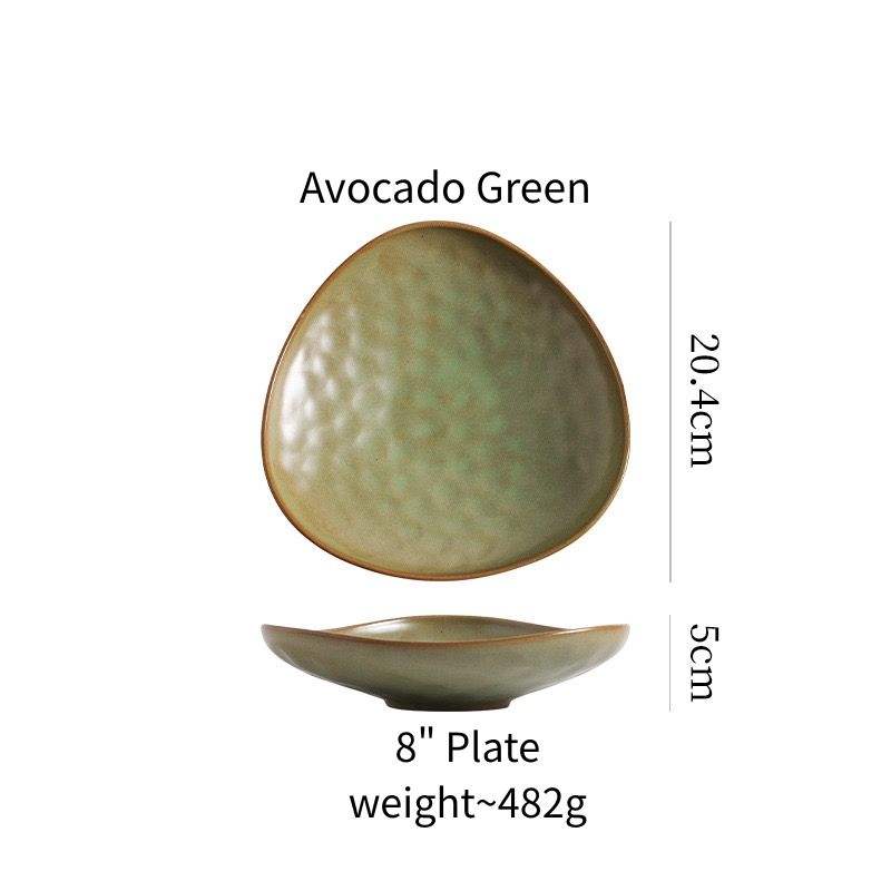 จานสามเหลี่ยม 8 นิ้ว (สีเขียวอะโวคาโด)