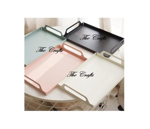 Plateau de service en fer au design magnifique avec poignées en bois, lot de 3 couleurs différentes, plateau pour mariage, fête et événement - Product Image 3