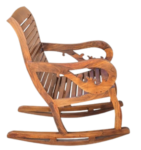 Ciorea Traditional Solid <b>Wood</b> Dining Chair with Unique Crave Arm Design Portable Indoor Use Slatted Back - Product Image 5