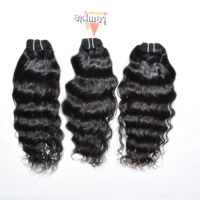 Extensions de cheveux humains indiens 100% Remy, cuticules alignées, couleur noir naturel, ondulations profondes, double trame tissée à la machine, pour femmes
