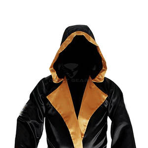 Robe de boxe à capuche personnalisée de haute qualité 2024 pour hommes, en satin/polyester, pour entraînement MMA et kick-boxing, à prix réduit – Meilleures ventes - Product Image 6