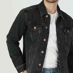 Chaqueta Larga de Mezclilla de Algodón Nueva para Hombre, Estilo Casual, Color Sólido, Solapa, Cierre de Un Botón, Chaqueta de Jeans - Product Image 5