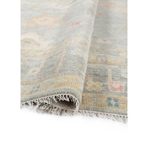 Tapis en laine noué à la main Cyanna Blue 9x12 rectangulaire, motif médaillon abstrait, idéal pour couloir, entrée, chambre à coucher Pkwl-977 - Product Image 2