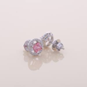 Pendientes de Diamante Rosa Princesa Cultivado en Laboratorio de 1.51ct con Halo, Oro Amarillo, Blanco y Rosa de 18K, Joyería Fina - Product Image 6