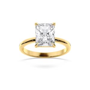 Anillo de compromiso de diamantes de corte radiante cultivado en laboratorio de 3,00 quilates de quilates hecho en plata para ella - Product Image 5