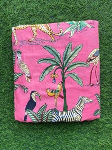 Tela de algodón indio con Estampado de jungla, tela de material de vestido para mujer por yarda - Product Image 5