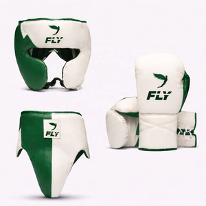 Nouvel ensemble de boxe personnalisé blanc imprimé camouflage Fly Camo avec gants, protège-tête et protège-guêtres pour la protection en entraînement et le sparring MMA - Product Image 2