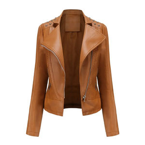 Veste en cuir vintage Mode féminine Logo imprimé Style bomber Durable Imperméable Tricoté Respirant Femmes - Product Image 3