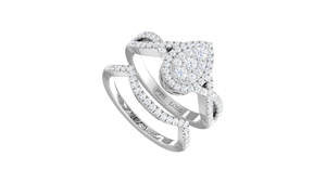 แหวนทอง 14K ประดับเพชรทรงลูกแพร์แบบวงแหวนบิดเกลียวสำหรับเจ้าสาว - Product Image 4