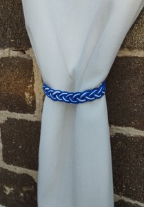 Tiebacks de cortina de cordón de algodón náutico azul blanco, lazos de retención de cortina respaldos de corbata de cortina gruesos, soporte de cortina a rayas - Product Image 3