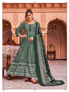 ชุดผ้าเรยอนพร้อมแผ่นฟอยล์สีทองพิมพ์ลาย kurti กับ dupatta สำหรับงานแต่งงานงานปาร์ตี้กลางแจ้ง - Product Image 4