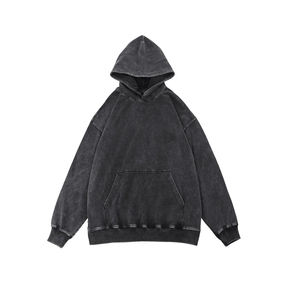 เสื้อฮู้ดผู้ชายแนวสตรีทโอเวอร์ไซส์ล้างกรดแบบสวมหัวออกแบบได้ตามที่ต้องการ - Product Image 5