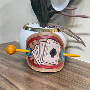 New American Western Style Genuine Leather Women <b>Barrette</b> <b>Hair</b> Clips Tooled Hand Painted High Quality Vintage <b>Hair</b> Stick - Product Image 2