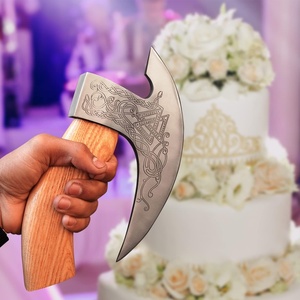 Hache à pizza personnalisée en acier à haute teneur en carbone avec manche en bois de frêne et gaine en cuir fin Haches faites à la main Hache de cuisine Hache à viande - Product Image 5