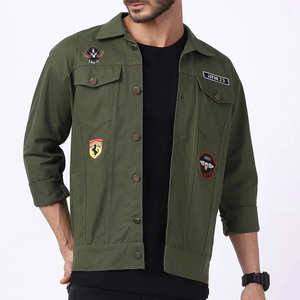 2025 New Fashion Design High Quality <b>Men</b> Canvas <b>Thin</b> Stand Collar Front Logo Denim <b>Jacket</b> Wholesale Price Custom Made <b>Jackets</b> - Product Image 1
