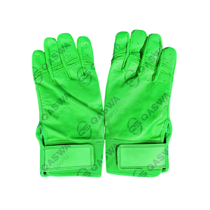 Meilleurs gants de frappe de baseball en cuir de vachette à manchette courte réglables et respirants de couleur jaune personnalisés - Product Image 2