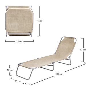 2 180 Beige x 55x62 cm lettini per giardino terrazzo piscina relax all'aperto con Textilene e materiale metallico - Product Image 2