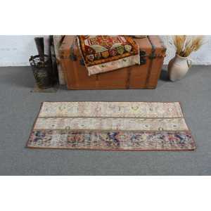 Alfombra Turca Vintage, Alfombra de 1.8x4.6 pies, Alfombra Floral Azul y Roja - Product Image 3