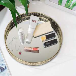 Bandeja de espejo hecha a mano, marco de latón de lujo, Joyería Moderna, almacenamiento de Perfume, bandeja de tocador, bandeja de diseñador grabada con láser para mesa - Product Image 2