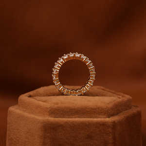 Bague de mariage classique certifiée plaqué or 18 carats pleine éternité à deux rangées de diamants cultivés en laboratoire cadeau d'anniversaire pour femmes bague de mode - Product Image 2