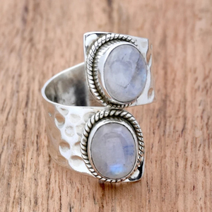 Haute qualité 925 argent Sterling arc-en-ciel pierre de lune bijoux anneaux pour filles douées argent fin en vrac en gros bijoux anneau - Product Image 1