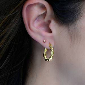 925 Plata de Ley sólida chapado en oro pendiente de aro trenzado joyería pendientes nueva moda plata joyería hecha a mano regalos - Product Image 4