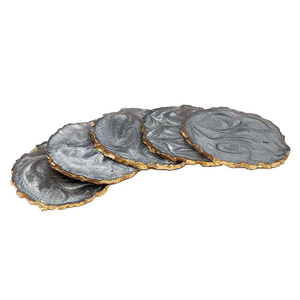 High Quality Handmade Eco-Friendly Epoxy Resin <b>Coaster</b> Set | Modern American Style Luxury Glossy <b>Drink</b> <b>Coasters</b> | Heat Resistant - Product Image 1