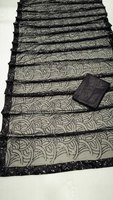 Sari de Seda Georgette Multicolor Inspirado en Celebridades + Blusa, Toque Glamuroso, Material de Viscosa Suave y Elegante, Ropa Casual, Siempre a la Moda