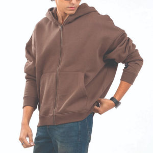 เสื้อฮู้ดซิปเต็มตัว น้ำหนักมาก พิมพ์ลาย โอเวอร์ไซส์ สไตล์เบสิก ผ้าคอตตอนผสม คุณภาพสูง เสื้อฮู้ดซิปสำหรับออกกำลังกาย - Product Image 3