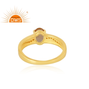 Vente chaude 925 Sterling Silver 18K Flash Plaqué Or Citrine Cz Gemstone Déclaration Anneau Demi Fine Jewelry Pour Les Femmes - Product Image 2