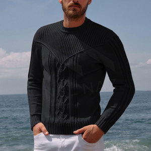 Pull-over épais en tricot à la main pour homme, personnalisé OEM & ODM, en coton et polyester respirant - Product Image 2