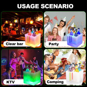 Seau à glace électrique lumineux pour champagne, multi-usages, carré, avec poignée, refroidisseur de bouteilles LED pour fêtes - Product Image 4