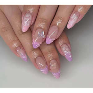 Uñas Postizas con Diseño de Mariposas Rosadas, Elegantes Calcomanías de Uñas con Diseño de Mariposas - Product Image 2