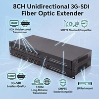 8CH Unidirectional 3G-SDI Fiber Optic Extender 1080P 60Hz 1U Rackmount SC Port Konverter Video Tanpa Kehilangan Data untuk Siaran