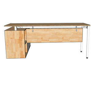 Modern <b>Solid</b> <b>Wood</b> Minimalist Office <b>Desk</b> with Integrated Cabinet 180x60cm OMA II System HBOM214 - Product Image 6