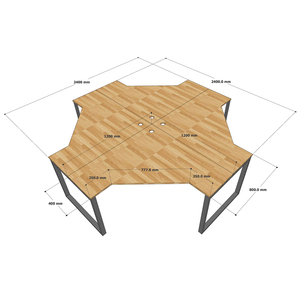 BCVP001 Contemporary Rubber Wood Cluster <b>Desk</b> for 4 <b>Foldable</b> Office Furniture with Iron Legs for Home Workspace - Product Image 5