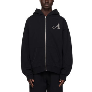 Sweat-shirts pour hommes avec strass, style tendance, haute qualité, prix bas, fermeture éclair, motif uni, impression numérique d'hiver, faible MOQ - Product Image 1