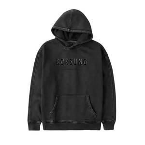 Bonne qualité 100% coton polaire tissu lavé à l'acide couleur unie Vintage surdimensionné femmes hommes sweats à capuche à vendre - Product Image 2