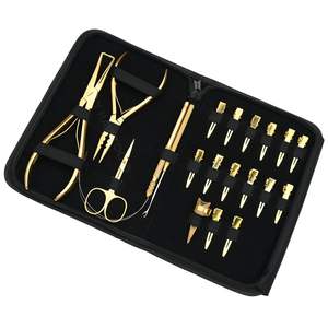 Hair Extension tools Application Kit Pulling Loop Micro Ring Locking Plier Bead Opening Tool Scissor Feed <b>Hook</b> Parting Finger - Product Image 1