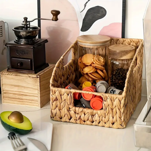 American Plastic Handle Hand-Woven Rectangle Storage Basket Size S Household Sundries Basket Handmade Eco-Friendly Multifunction - Product Image 4