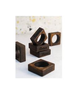 Unique carved <b>wooden</b> napkin ring for bohemian <b>dining</b> <b>table</b> decoration with artistic traditional <b>rustic</b> farmhouse style - Product Image 2