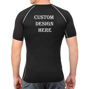 Activewear <b>Black</b> Athletic Short Sleeve Tee <b>Shirt</b> stretchable <b>Compression</b> Workout Gym Men's T <b>Shirts</b> wholesale prize - Product Image 4