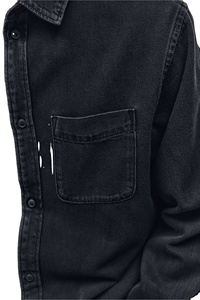 Top Trending Custom Brand Hombres 100% Algodón Denim Negro Camisas de manga larga Ajuste regular Ropa cómoda Cuello rígido Sólido - Product Image 5