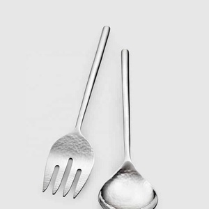 Diseño moderno de lujo para servidor de ensalada, cuchara, tenedor, utensilios elegantes chapados en oro y plata, juego de Metal para acabado, 2 para cocina, Hotel, cena - Product Image 2