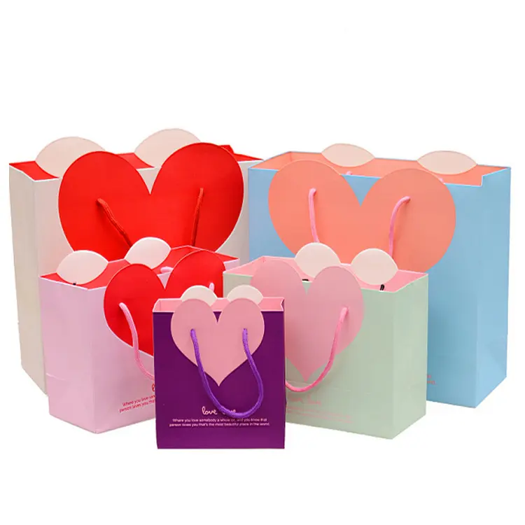 लोगो दिल के आकार का वेलेंटाइन डे उपहार उपहार शॉपिंग बैग पैकेजिंग बेकरी 2 साइड हीट सीलबंद क्राफ्ट माइक्रो ज़िप लॉक