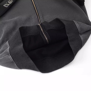 Sweat à capuche zippé intégral pour homme, délavé à l'acide, avec poche vintage à trous pour les yeux, design vintage lourd, sweat à capuche masquant le visage pour homme - Product Image 4