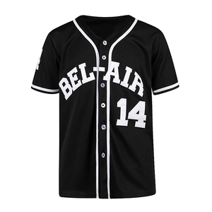 Camiseta de Béisbol Bel-Air para Hombre, Negra, Manga Corta, Sublimación, Poliéster/Algodón, Adulto, Todas las Temporadas, Secado Rápido - Product Image 1