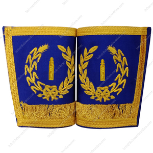 MASONIC CRAFT Junior Warden Apparel Joliment Brodé À La Main Gantelets De Garniture Dorés Vêtements De Grand Rang - Product Image 1